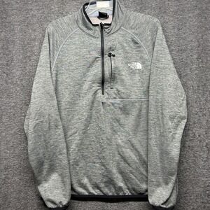 The North Face Mens Gray Heathered 1/4‎ Zip Pullover Fleece Jacket Size L